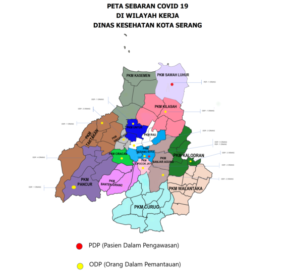 PETA SEBARAN COVID 19 DI WILAYAH KERJA DINAS KESEHATAN KOTA SERANG