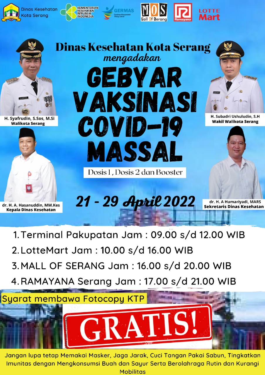 Hadirilah Gebyar Vaksinasi Covid-19 Tanggal 21 - 29 April 2022